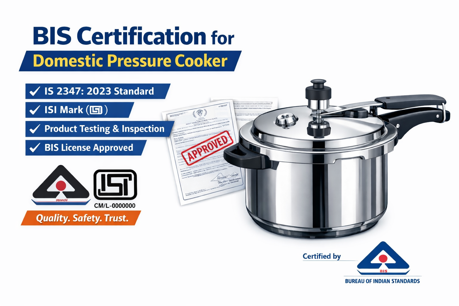 BIS Certification for Domestic Pressure Cooker