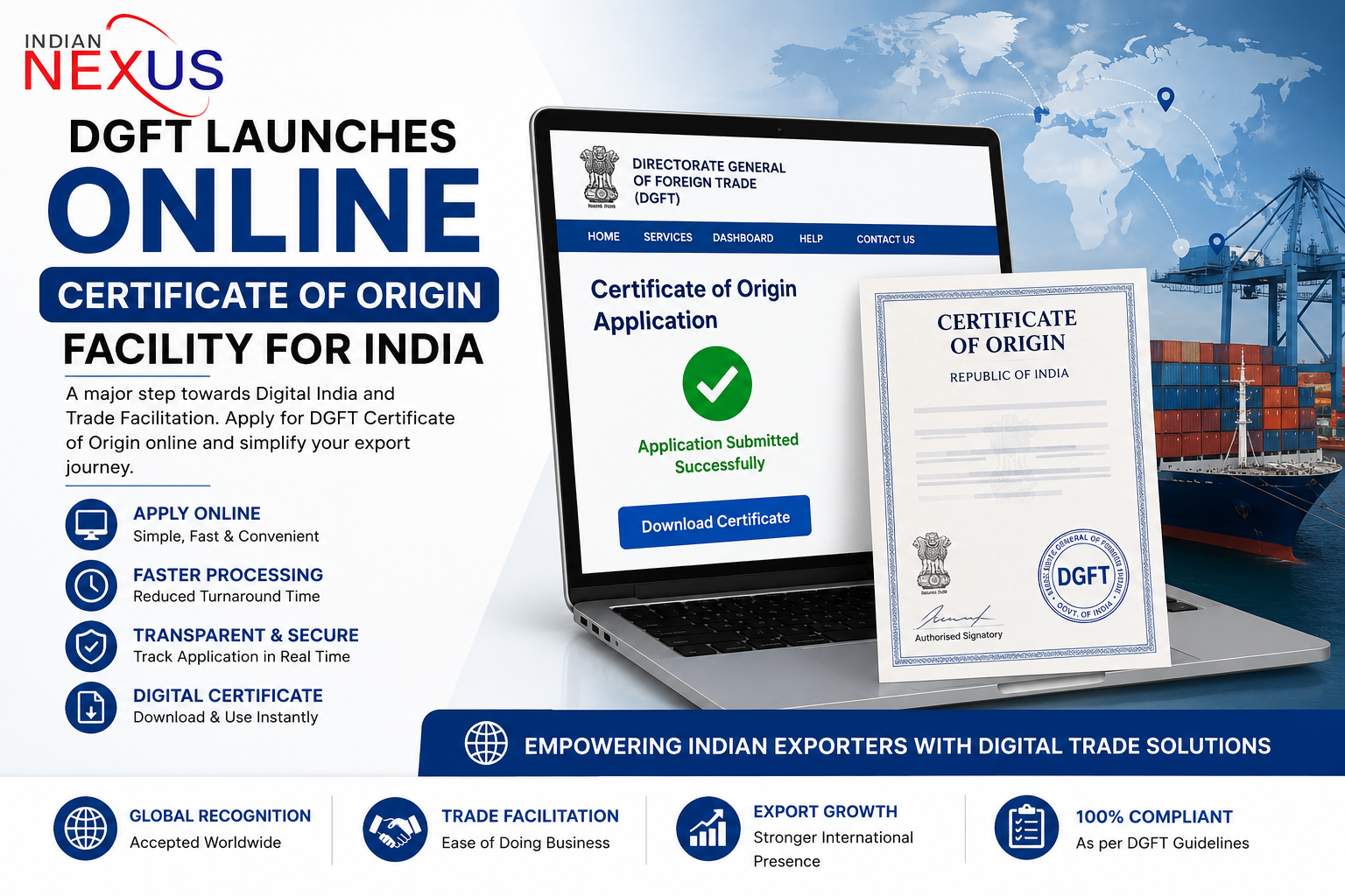 DGFT Launches Online Certificate of Origin Facility for India