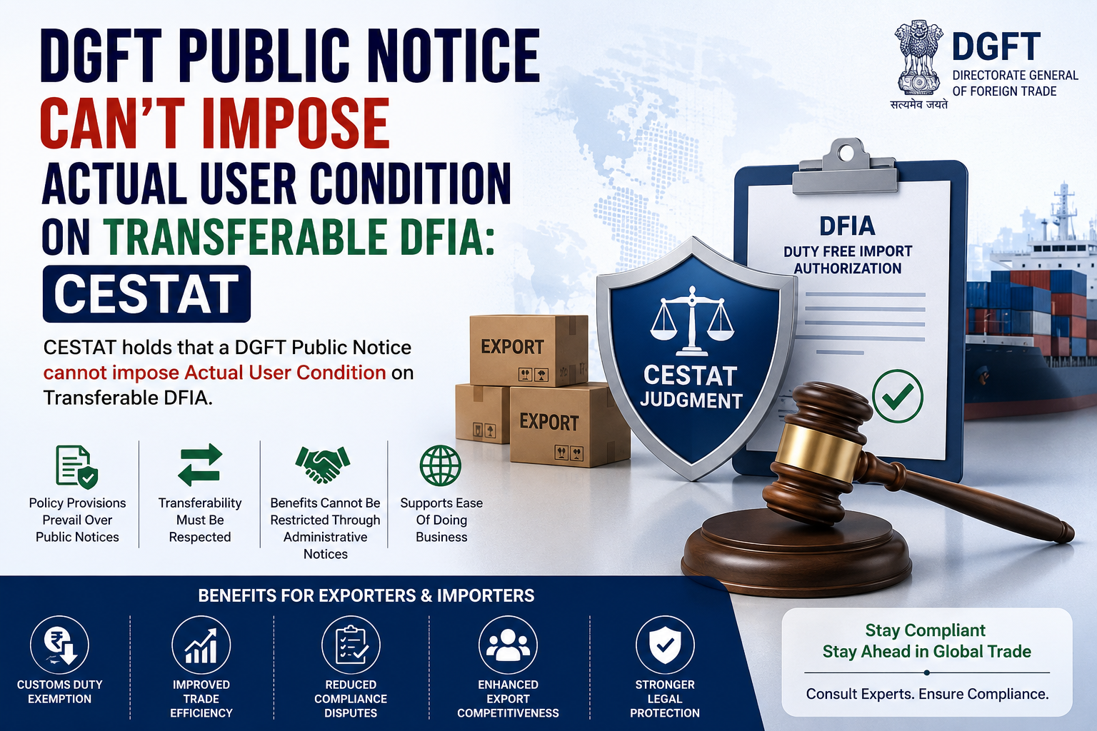 DGFT Public Notice Can’t Impose Actual User Condition on Transferable DFIA: CESTAT