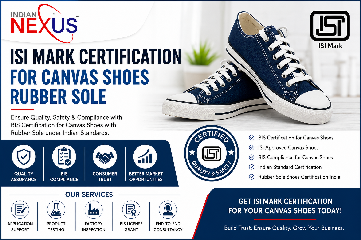 ISI Mark Certification for Canvas Shoes Rubber Sole