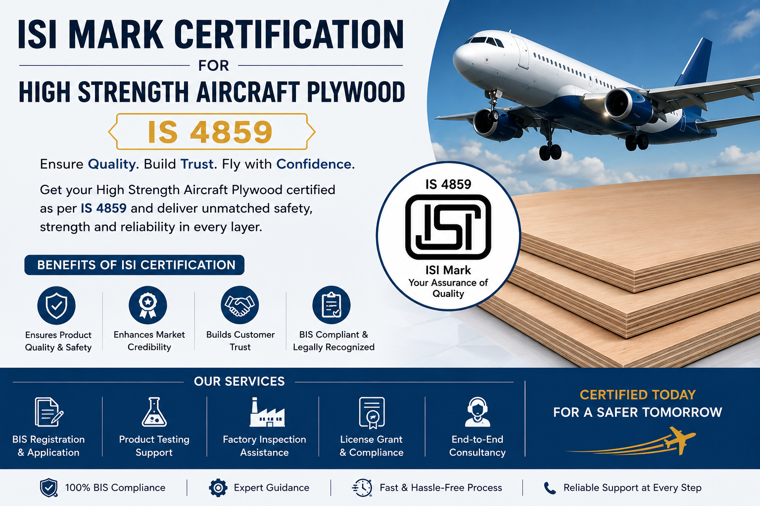 ISI Mark Certification for High Strength Aircraft Plywood IS 4859