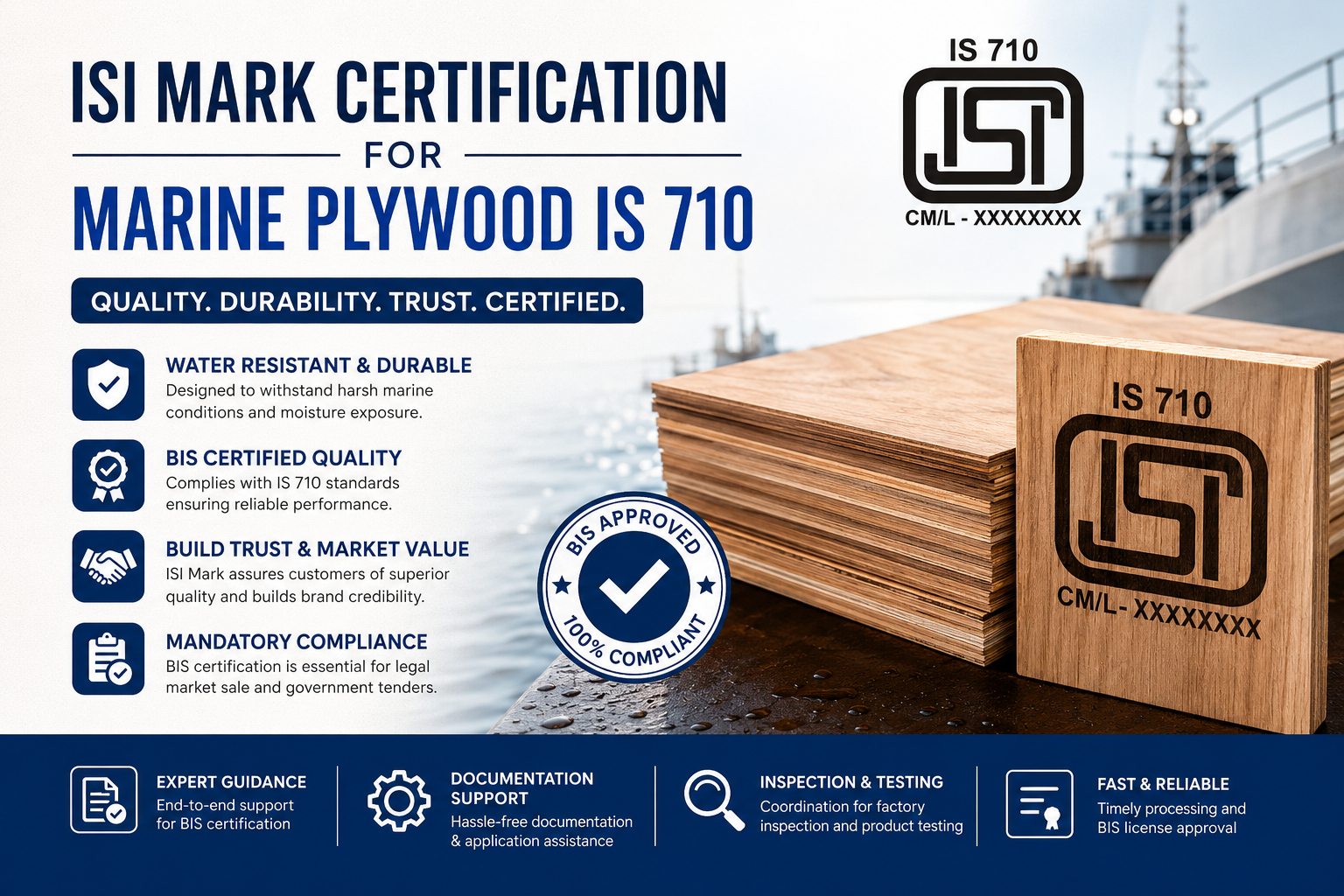 ISI Mark Certification for Marine Plywood IS 710