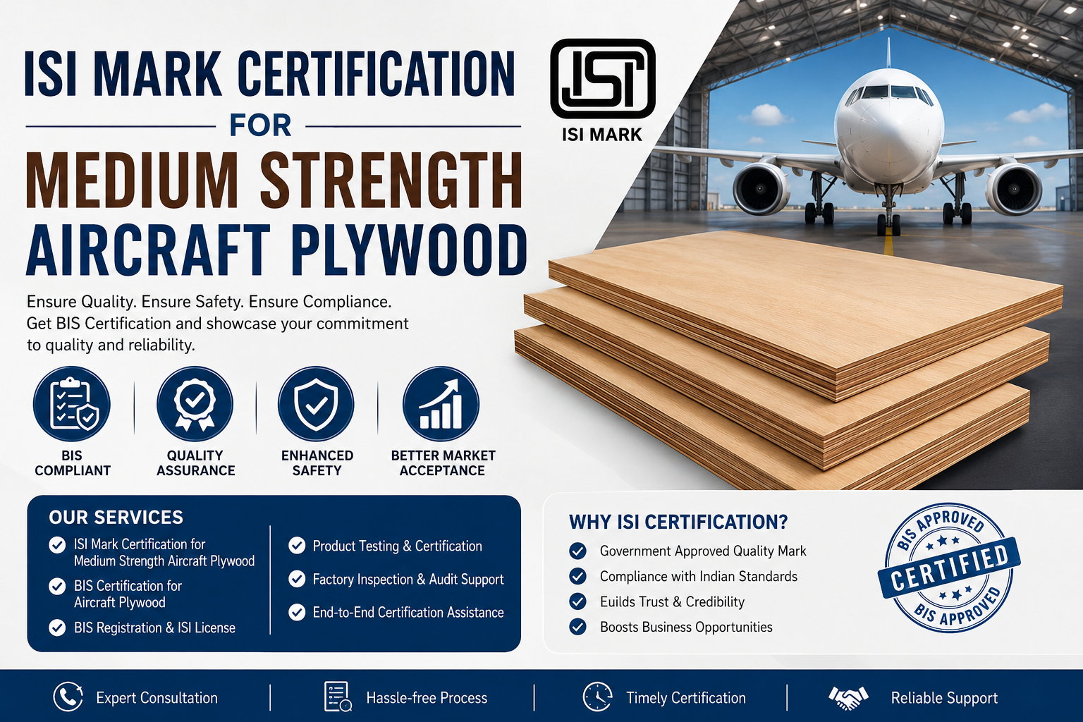 ISI Mark Certification for Medium Strength Aircraft Plywood